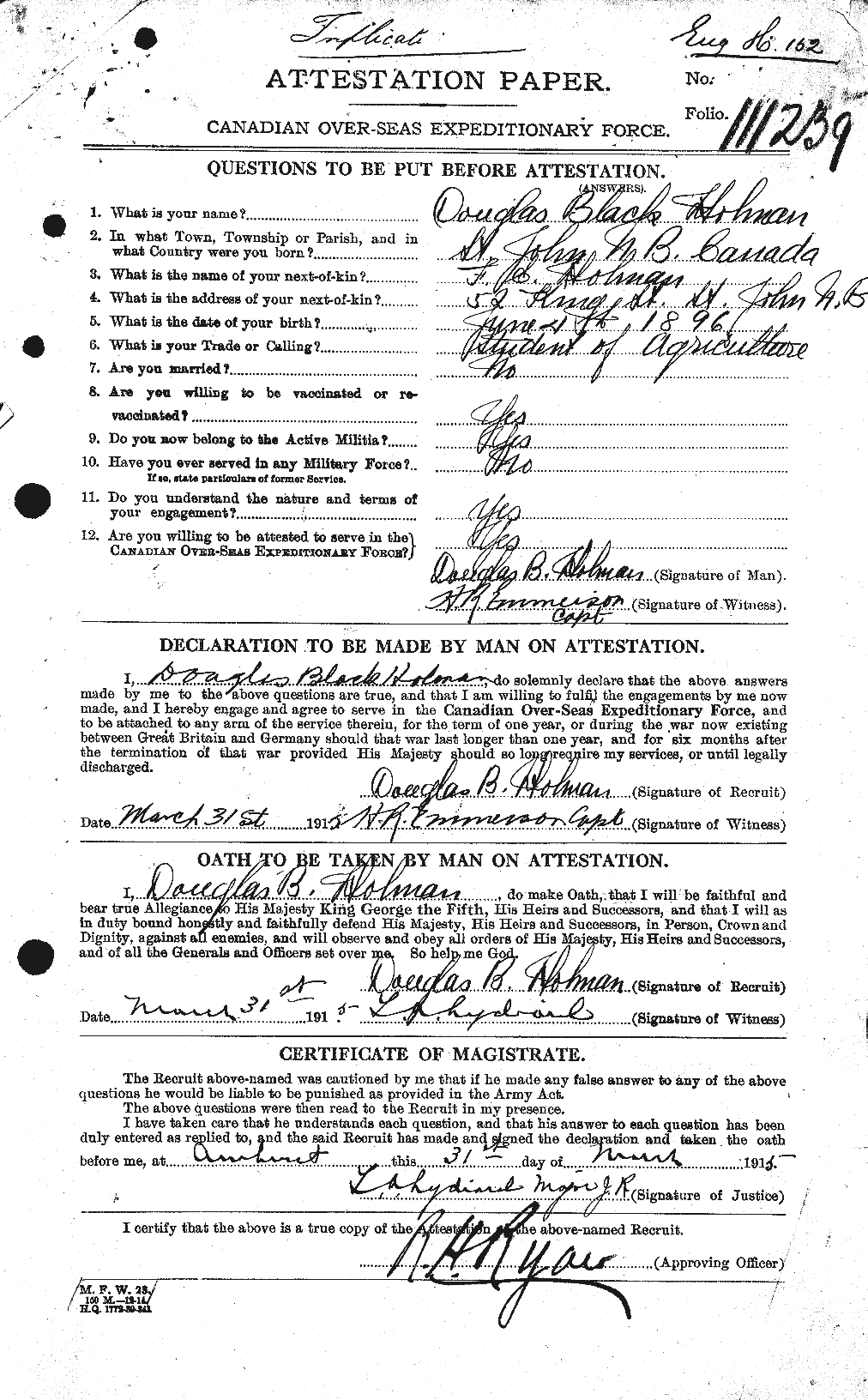 Personnel Records of the First World War - CEF 400212a