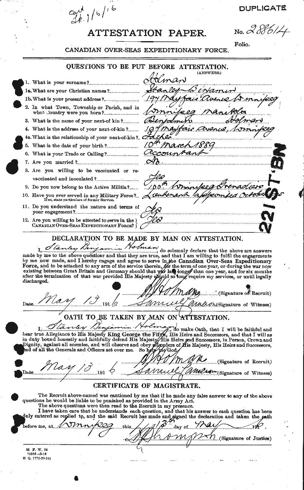 Personnel Records of the First World War - CEF 400259a