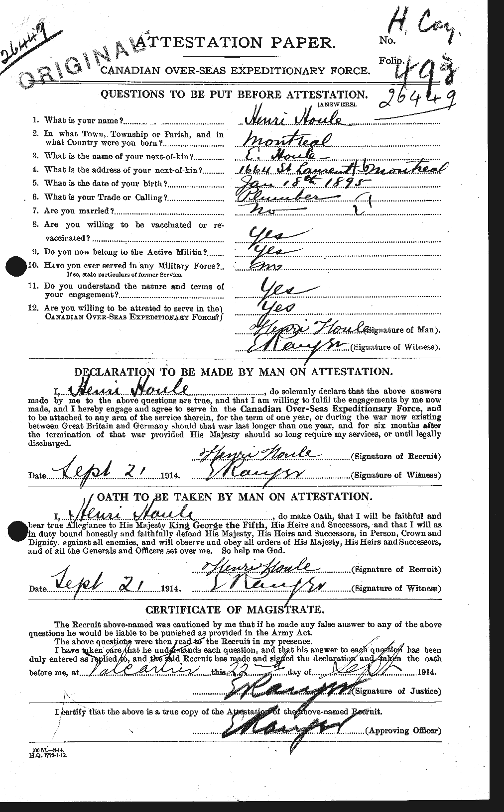 Personnel Records of the First World War - CEF 401557a
