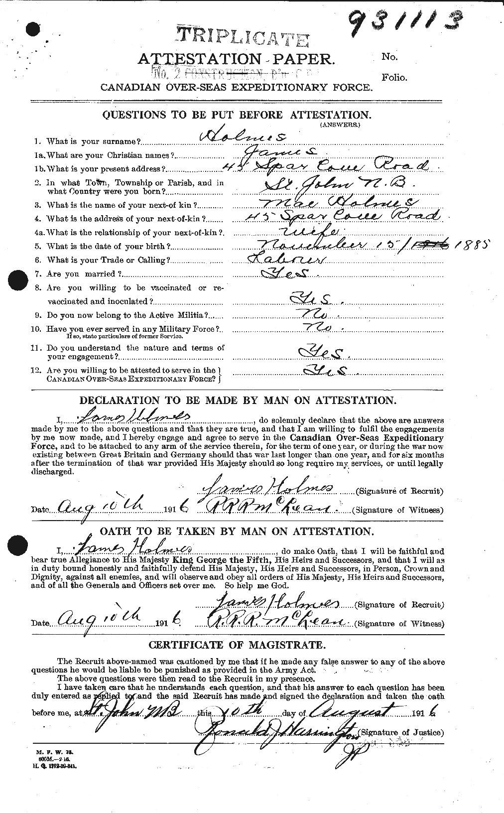 Personnel Records of the First World War - CEF 401761a