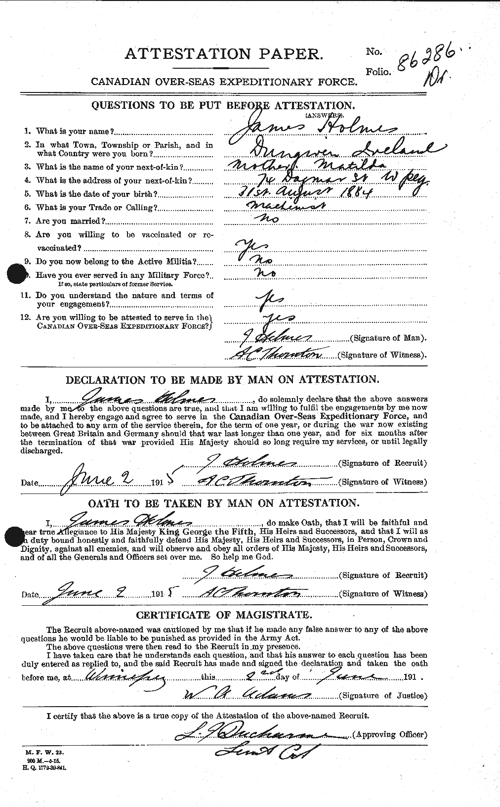 Personnel Records of the First World War - CEF 401762a