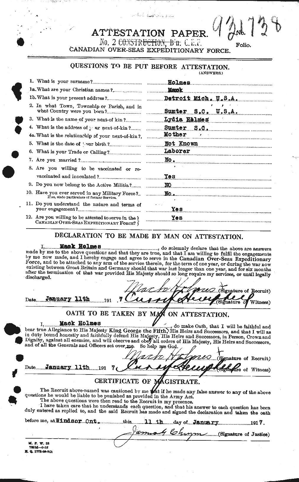 Personnel Records of the First World War - CEF 401845a