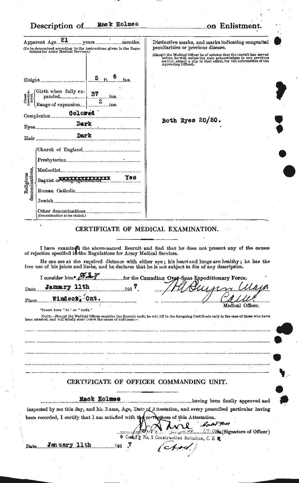Dossiers du Personnel de la Première Guerre mondiale - CEC 401845b