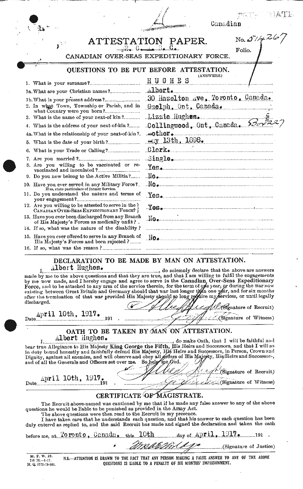 Personnel Records of the First World War - CEF 402515a