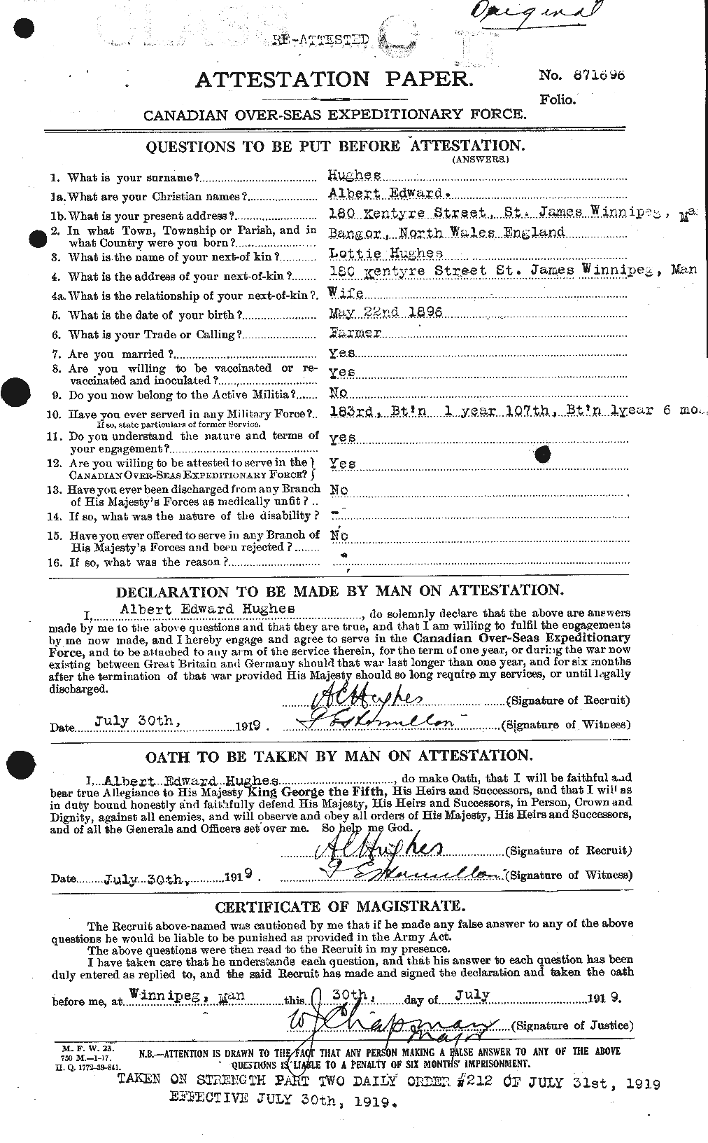 Personnel Records of the First World War - CEF 402519a