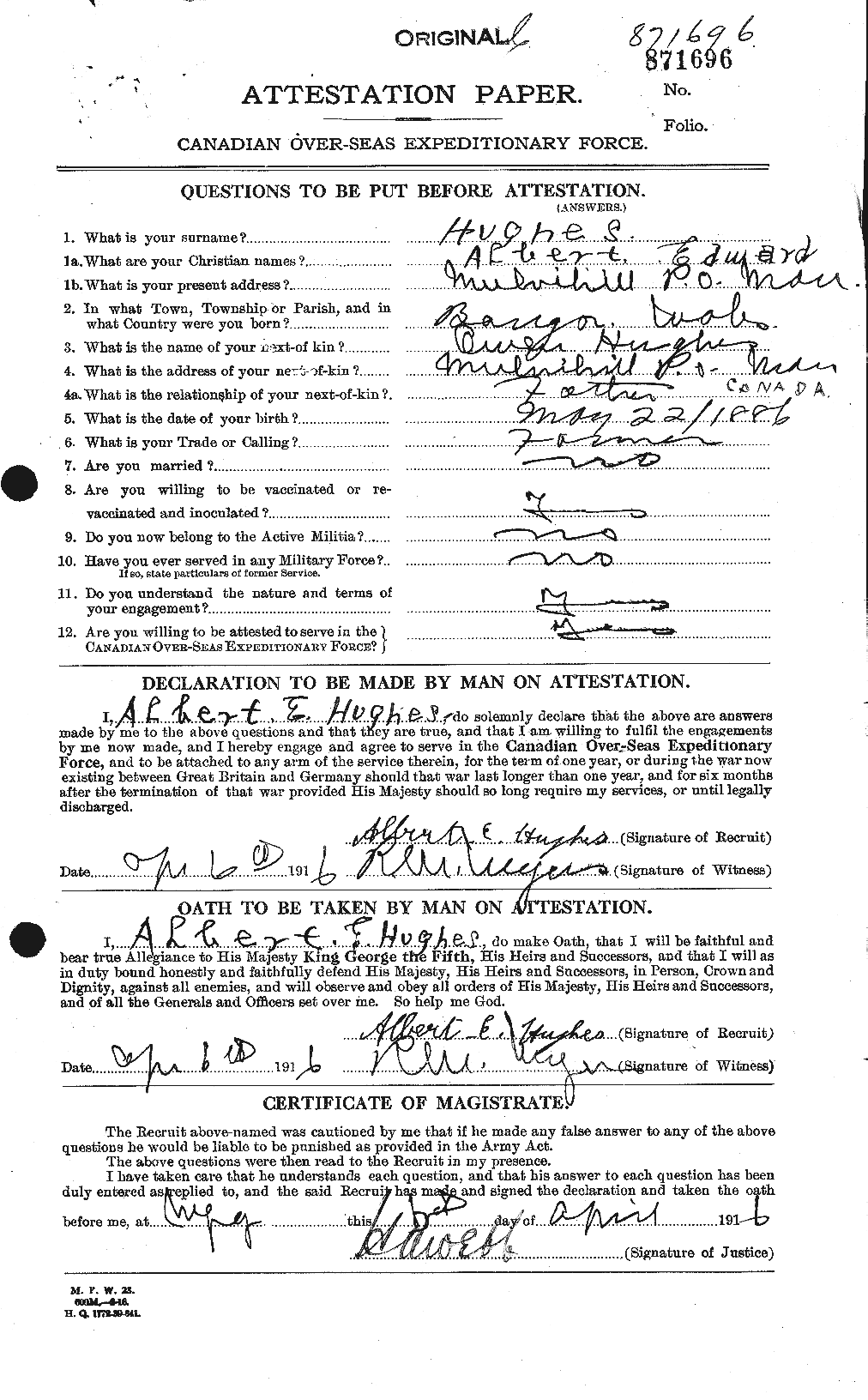 Personnel Records of the First World War - CEF 402520a