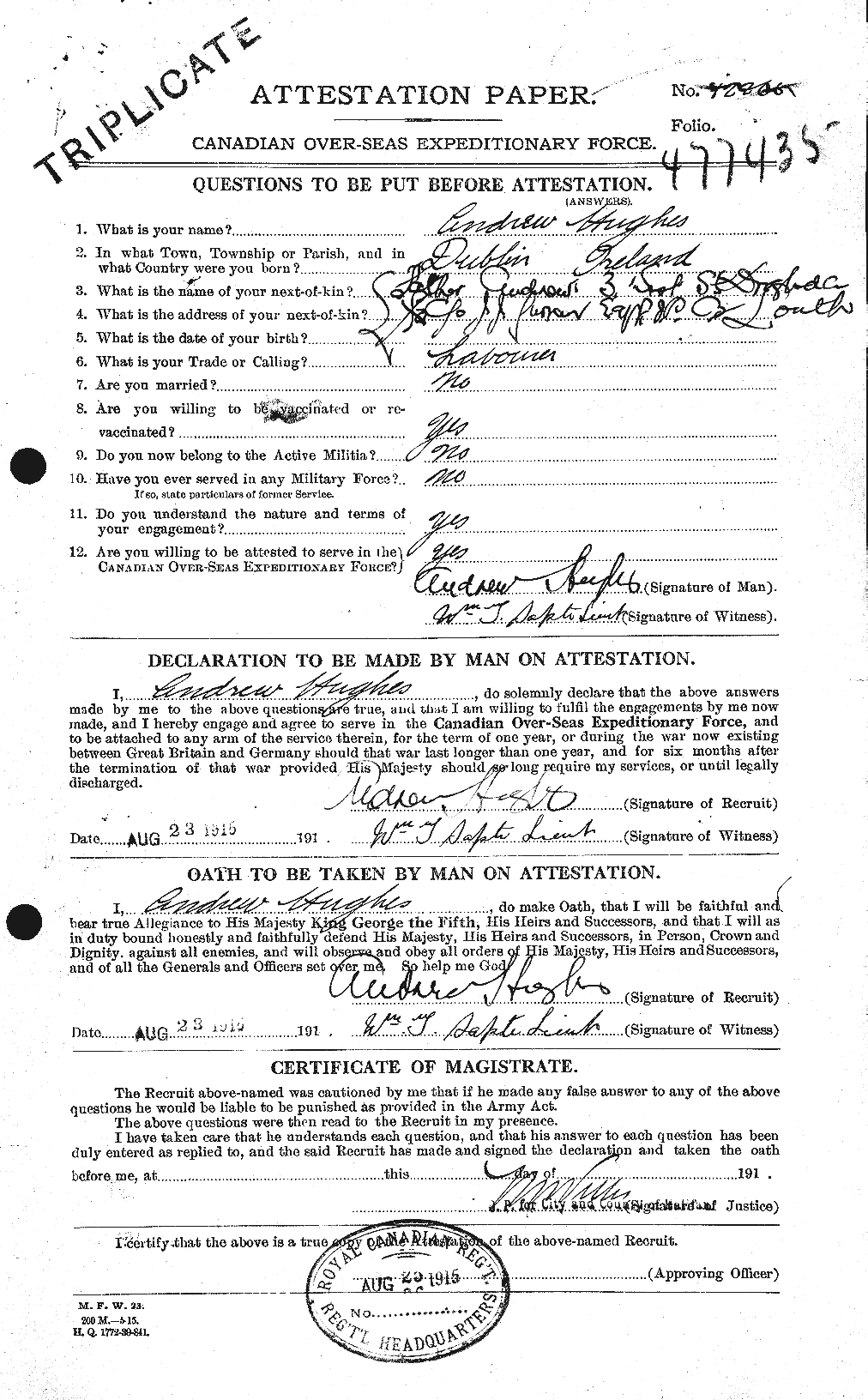 Personnel Records of the First World War - CEF 402549a