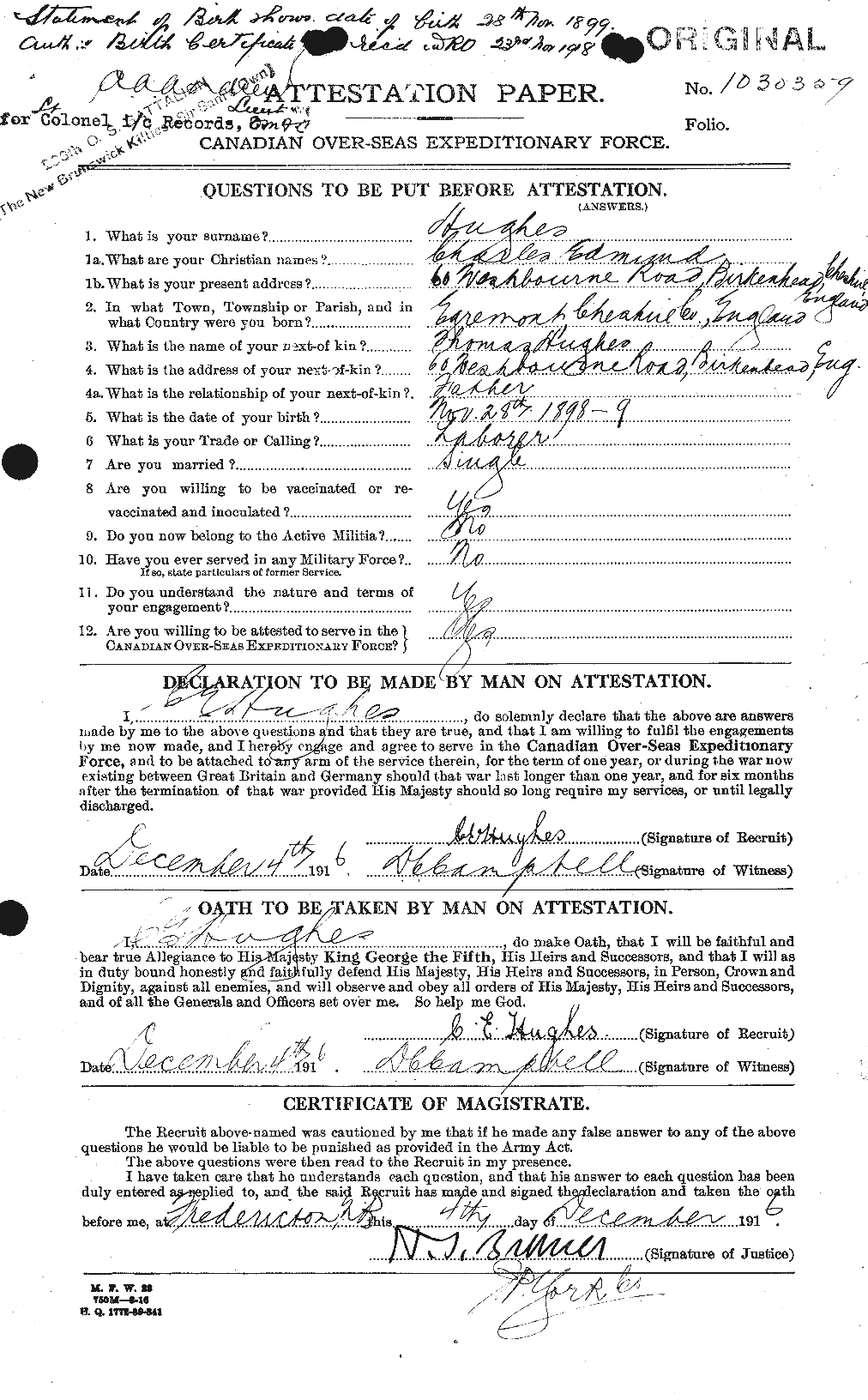 Personnel Records of the First World War - CEF 402604a