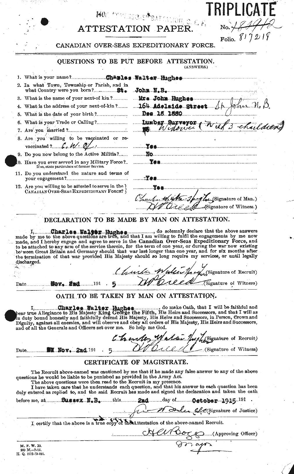 Personnel Records of the First World War - CEF 402615a