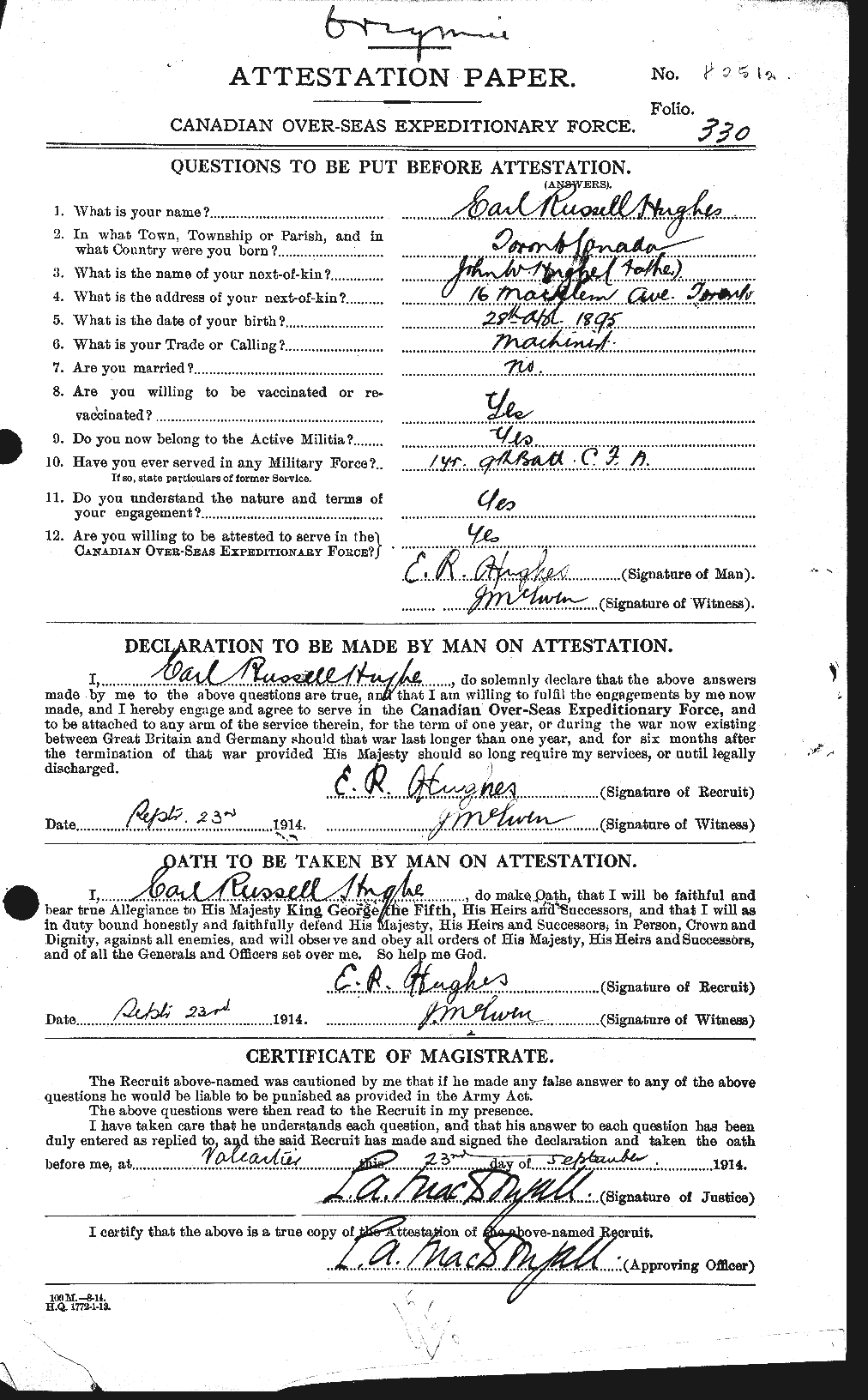 Personnel Records of the First World War - CEF 402656a