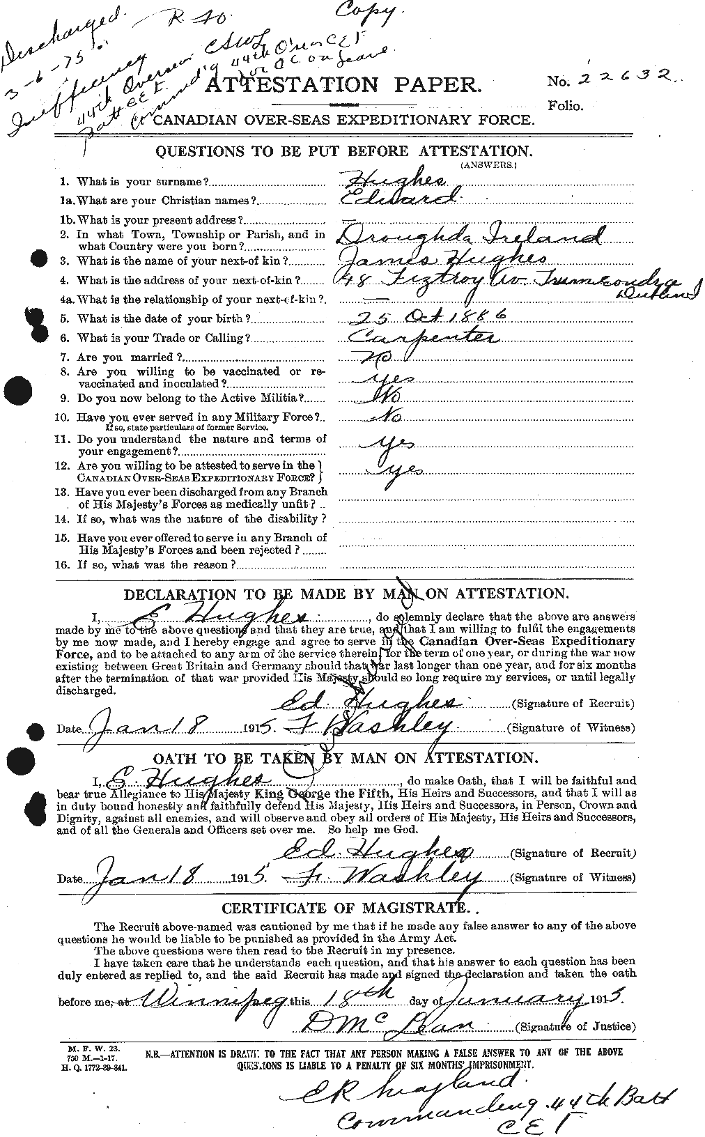 Personnel Records of the First World War - CEF 402661a