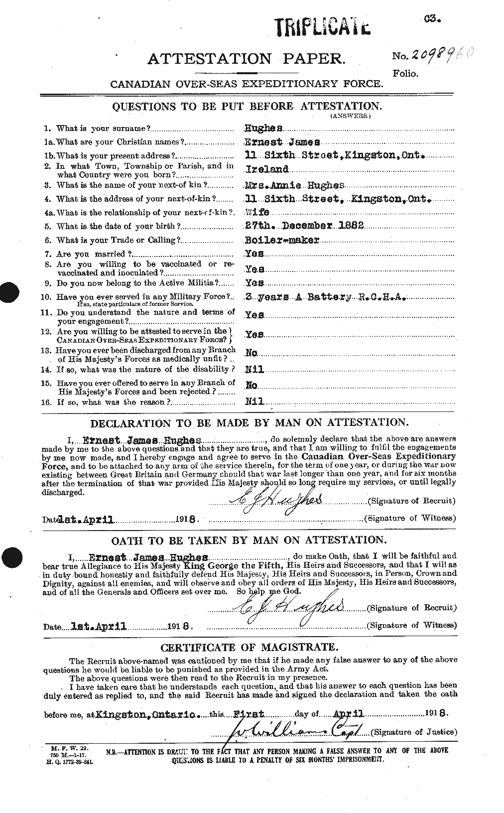Personnel Records of the First World War - CEF 402714a