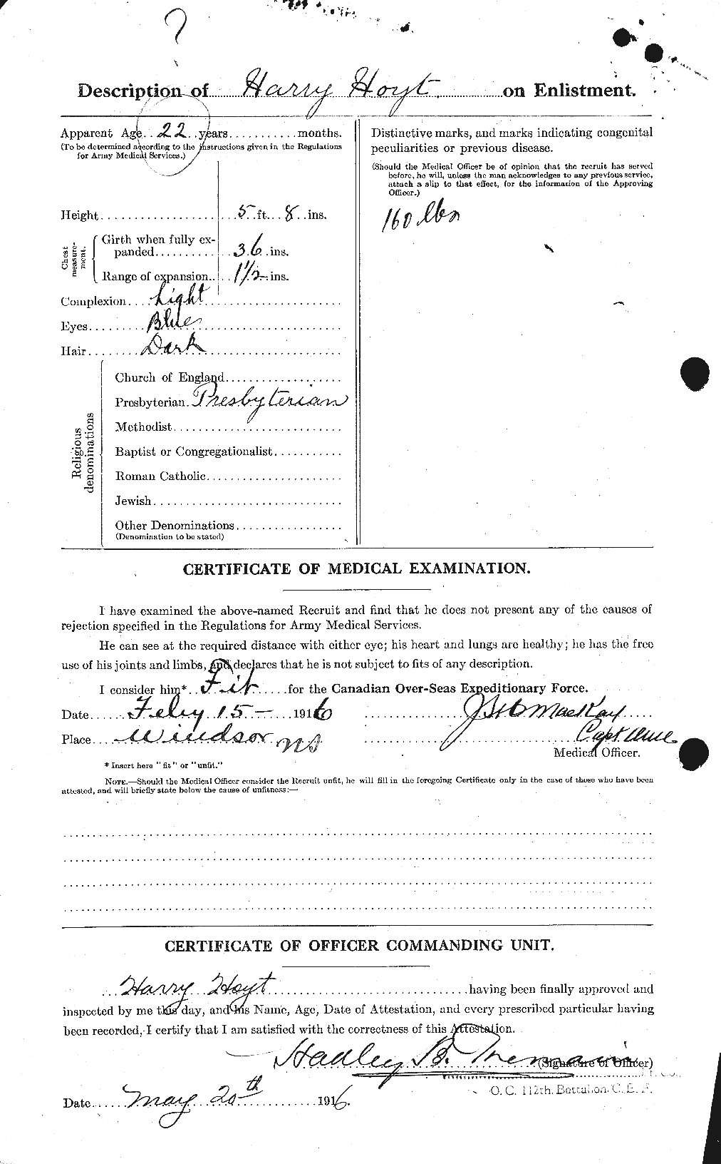 Dossiers du Personnel de la Première Guerre mondiale - CEC 403579b