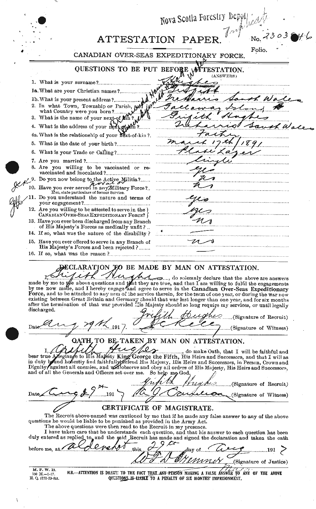 Personnel Records of the First World War - CEF 403851a