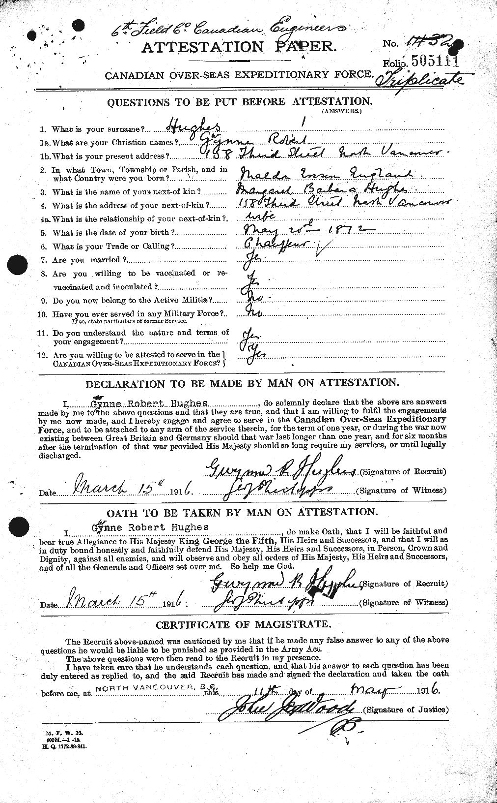Personnel Records of the First World War - CEF 403854a