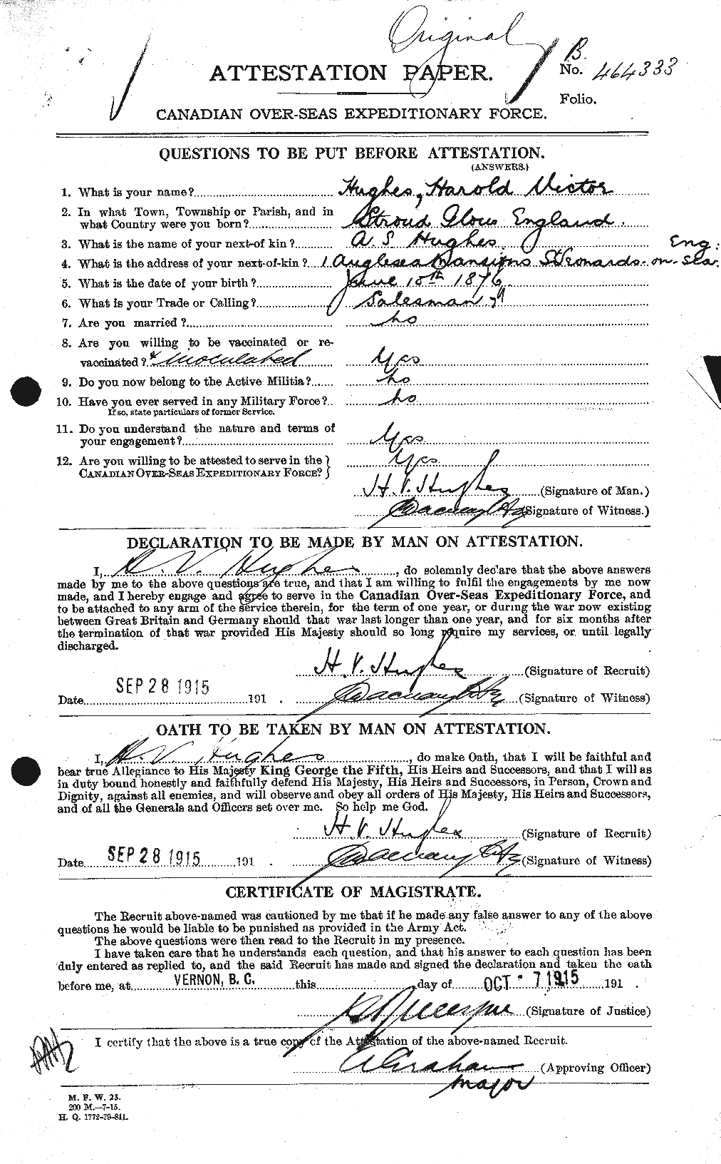Personnel Records of the First World War - CEF 403861a