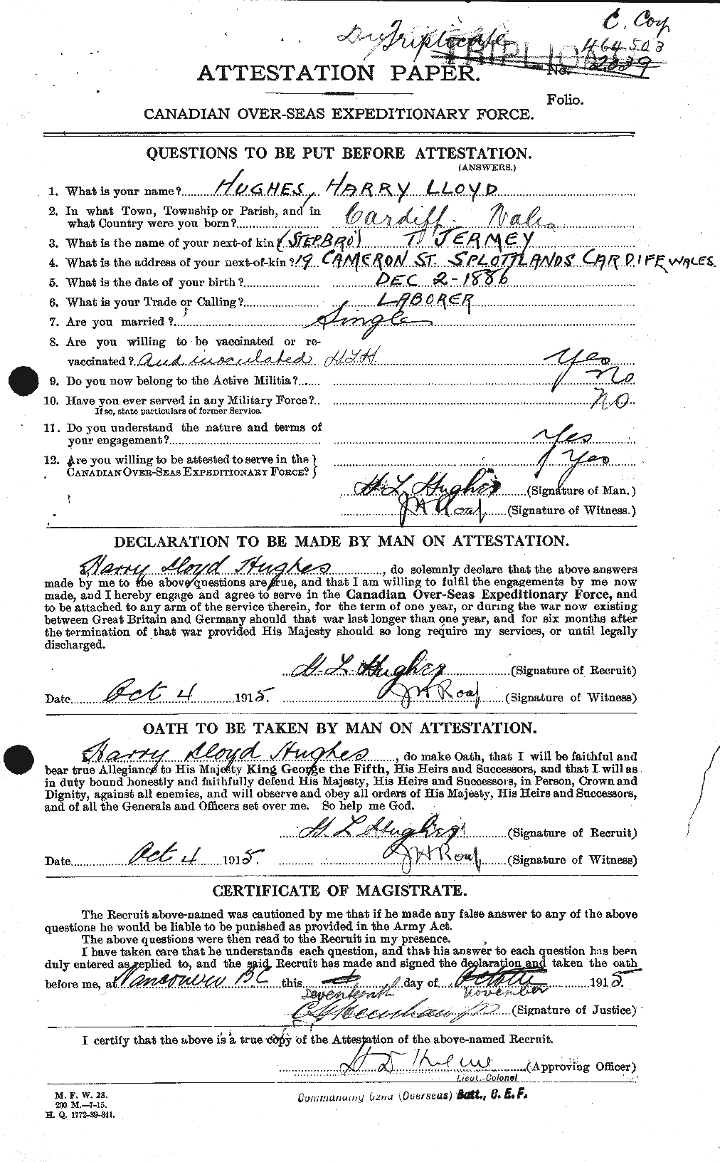 Personnel Records of the First World War - CEF 403873a