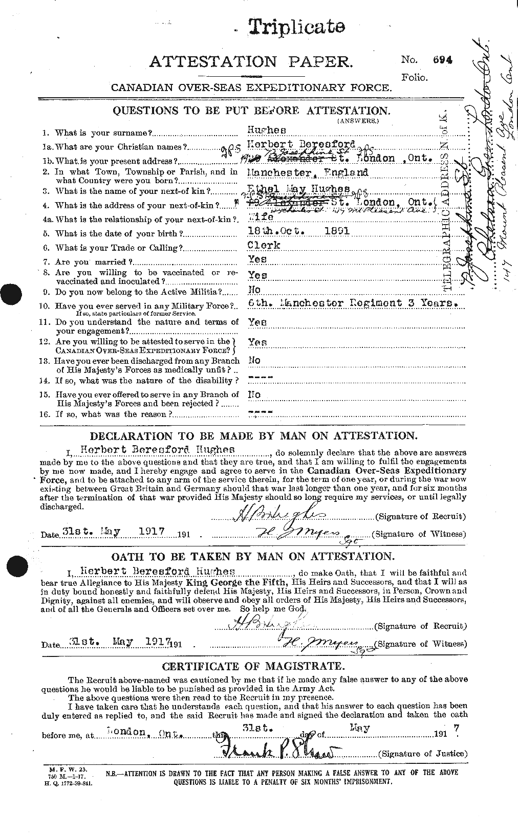 Personnel Records of the First World War - CEF 403913a