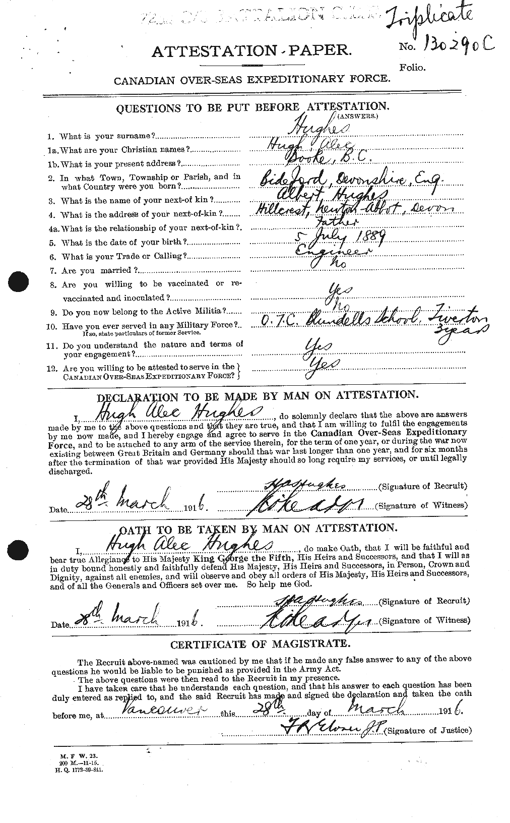 Personnel Records of the First World War - CEF 403922a
