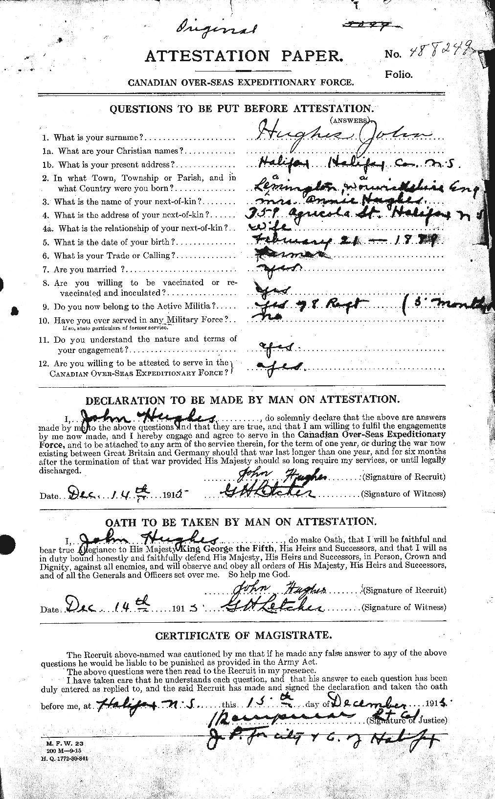 Personnel Records of the First World War - CEF 403994a