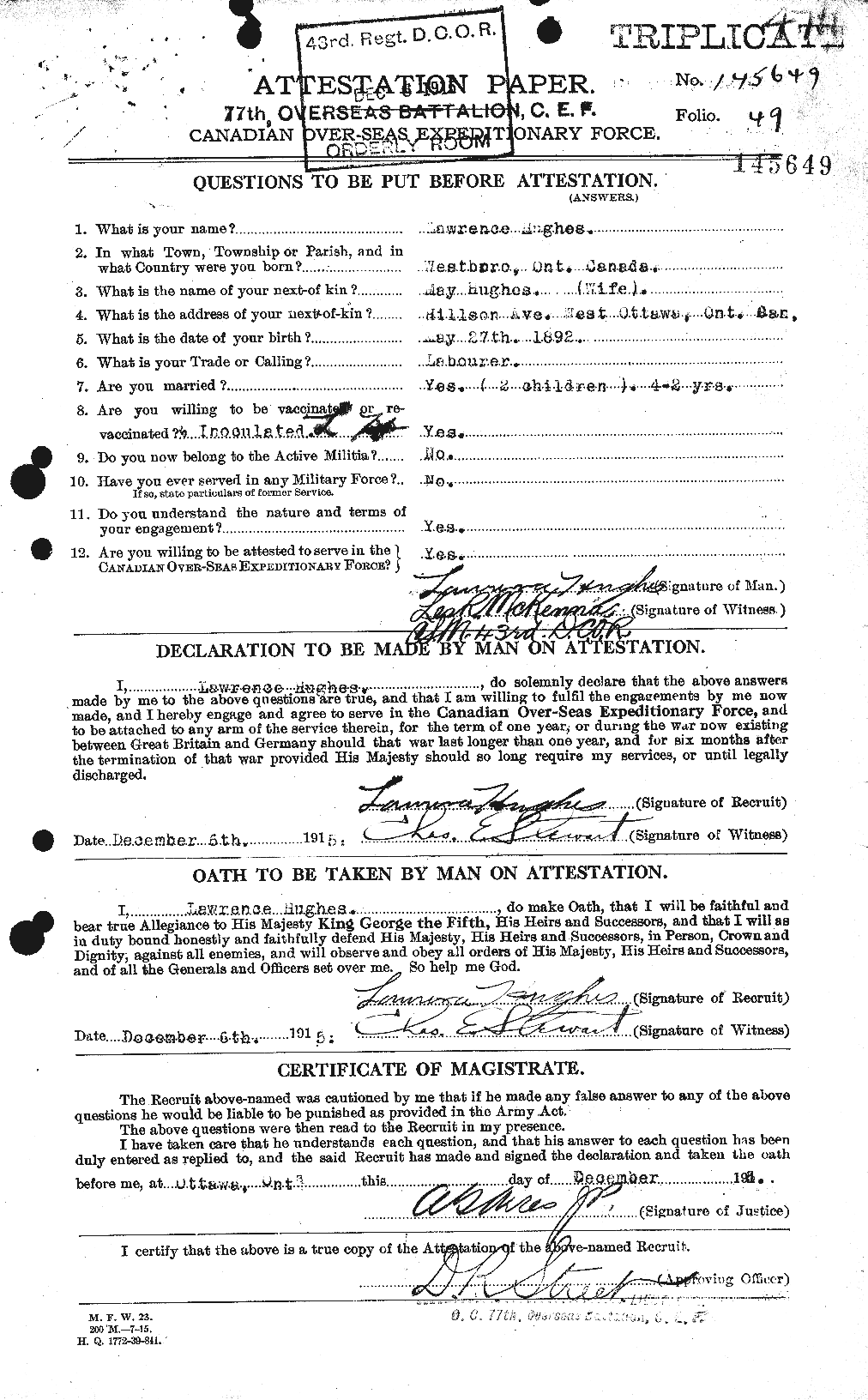 Personnel Records of the First World War - CEF 404095a