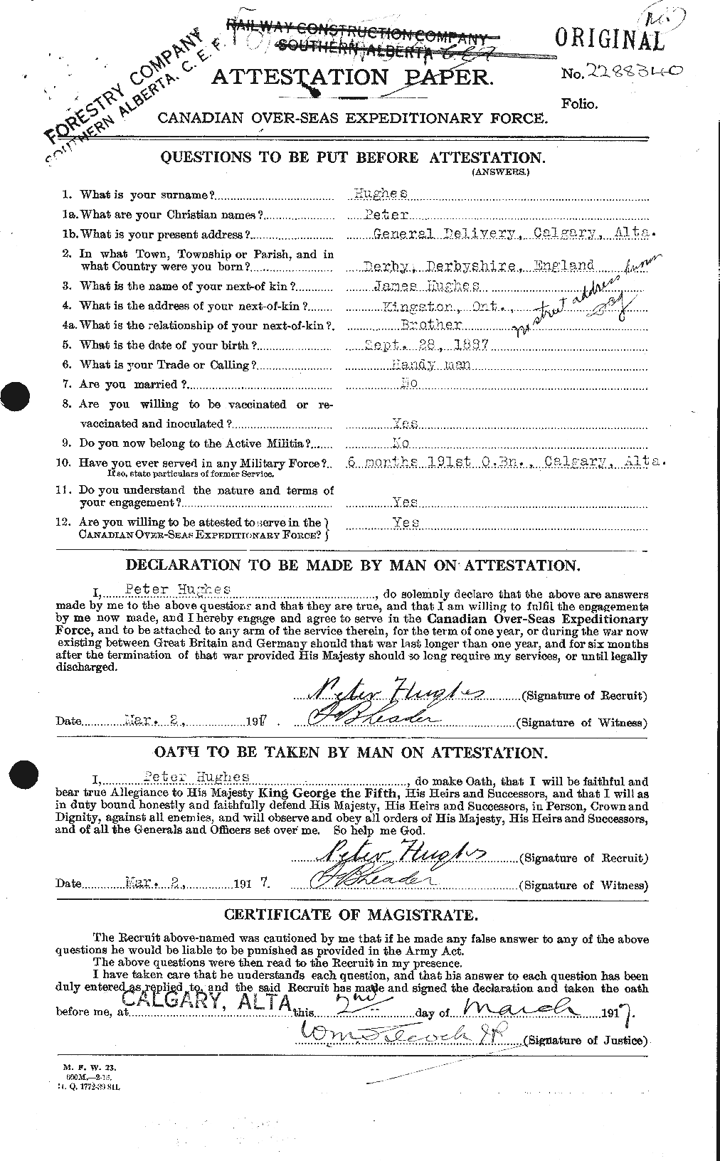 Personnel Records of the First World War - CEF 404161a