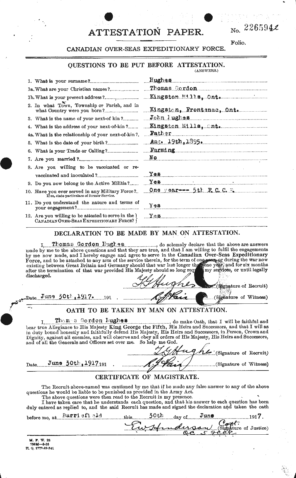 Personnel Records of the First World War - CEF 405833a