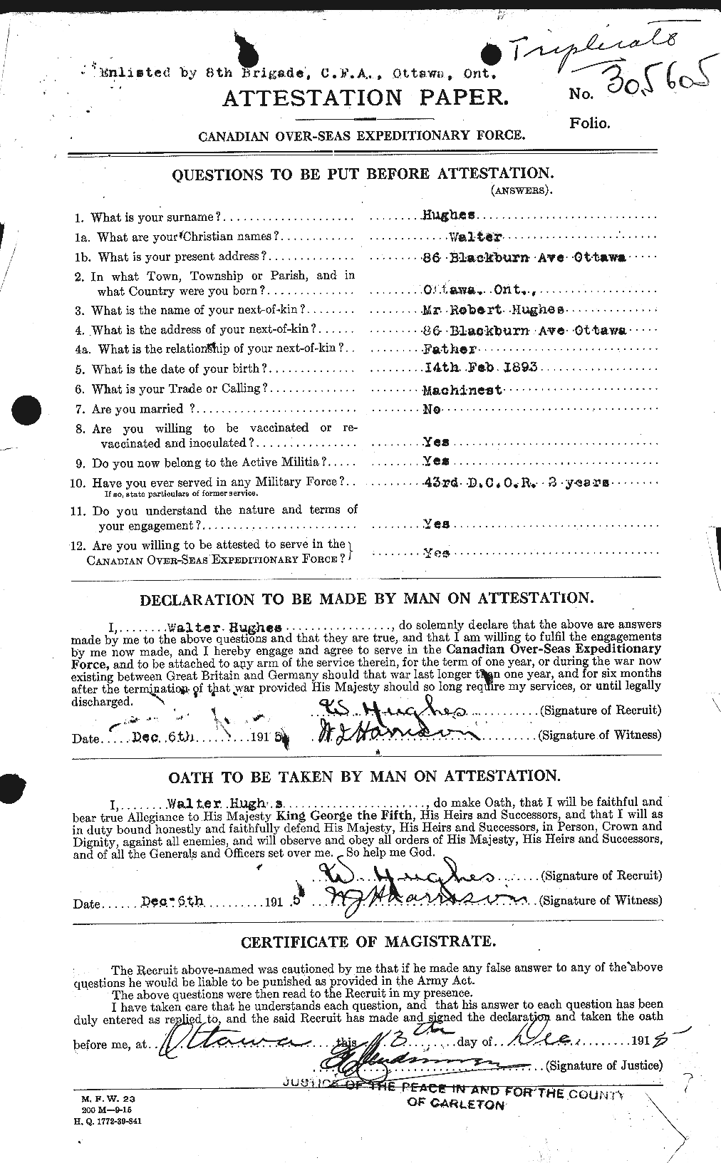 Personnel Records of the First World War - CEF 405853a
