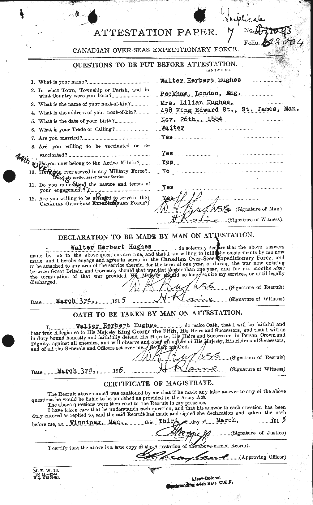 Personnel Records of the First World War - CEF 405861a