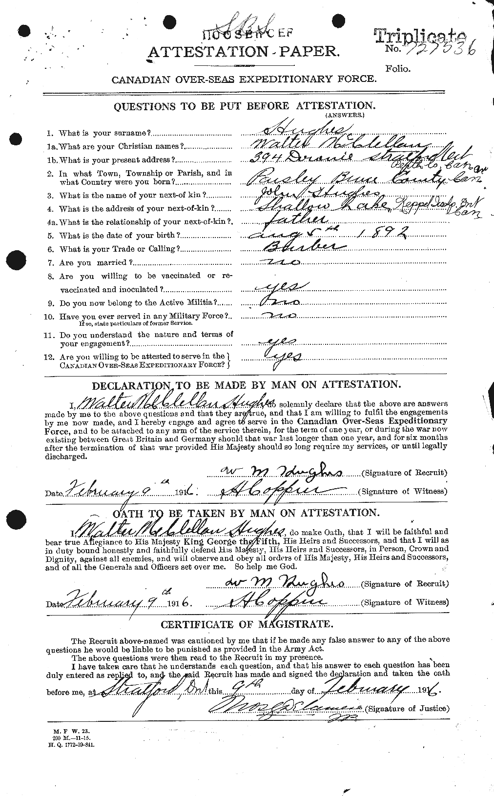 Personnel Records of the First World War - CEF 405863a