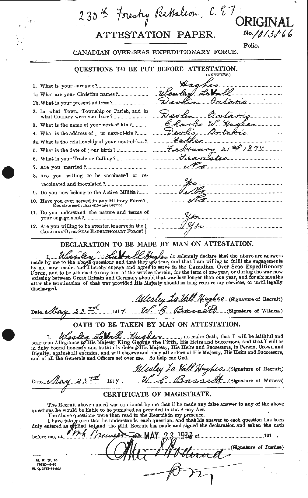 Personnel Records of the First World War - CEF 405868a