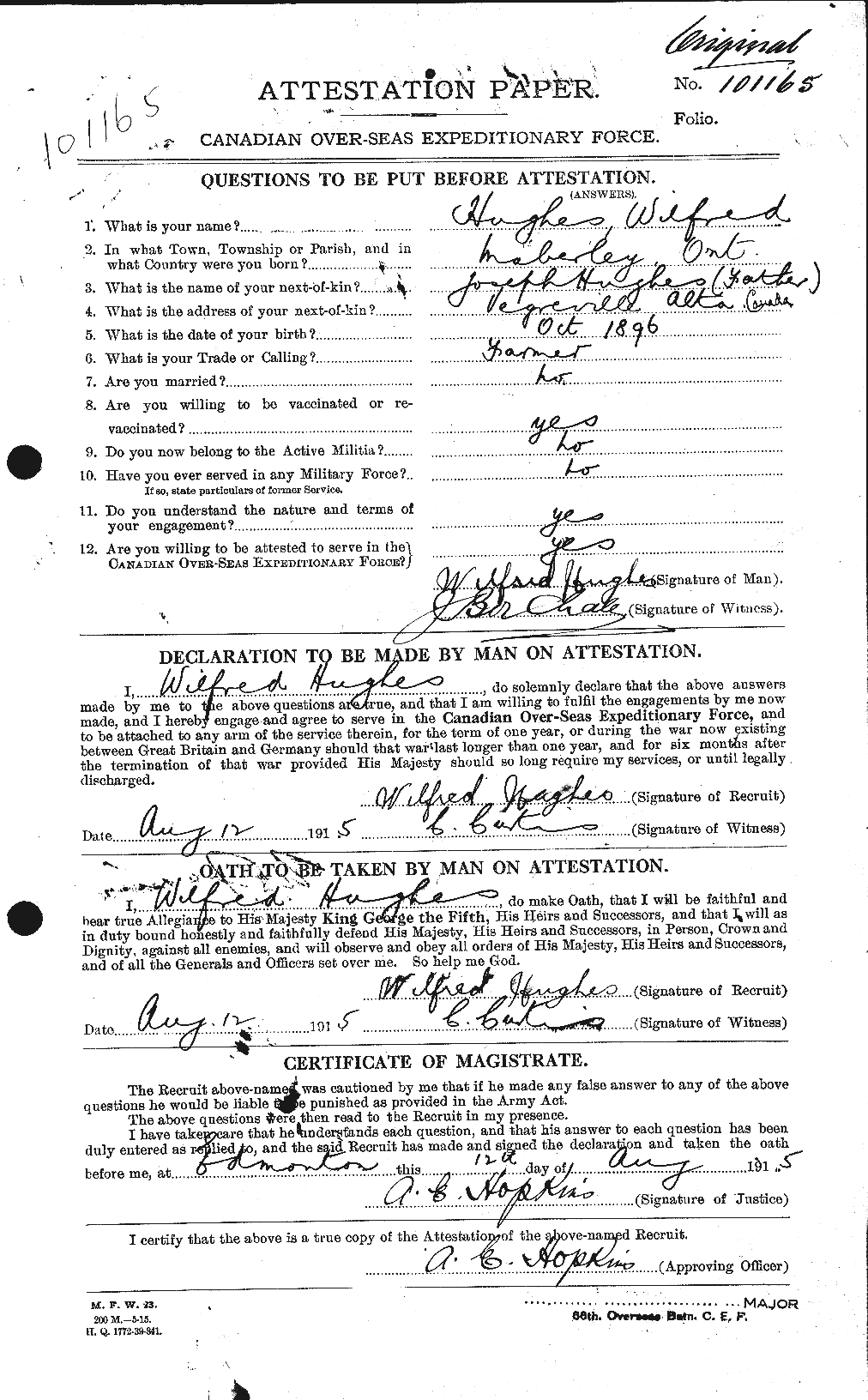 Personnel Records of the First World War - CEF 405869a