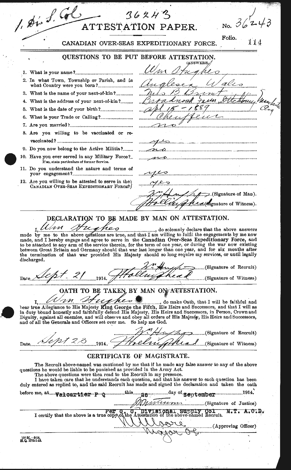 Personnel Records of the First World War - CEF 405883a
