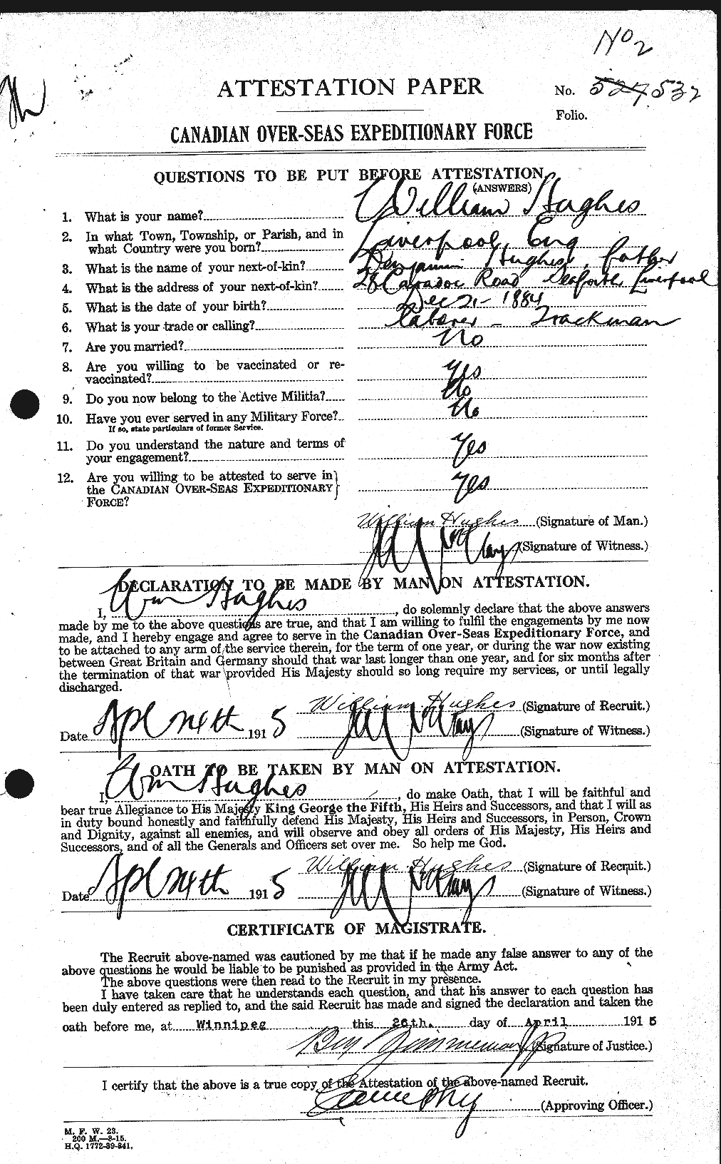 Personnel Records of the First World War - CEF 405884a