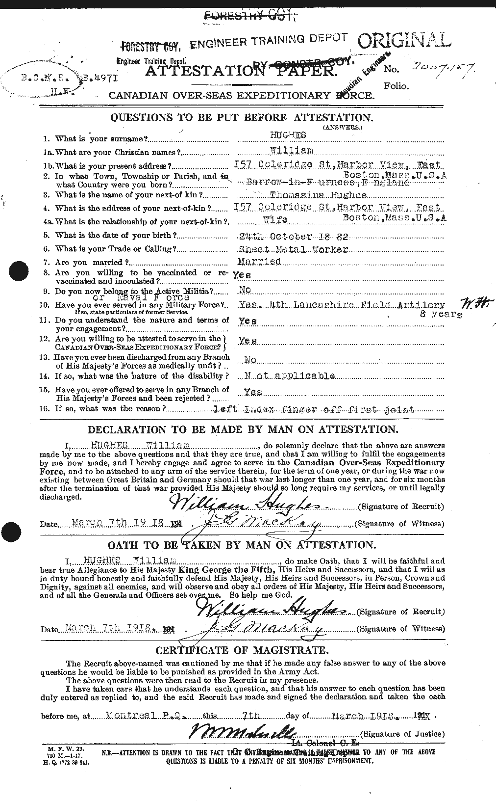 Personnel Records of the First World War - CEF 405889a