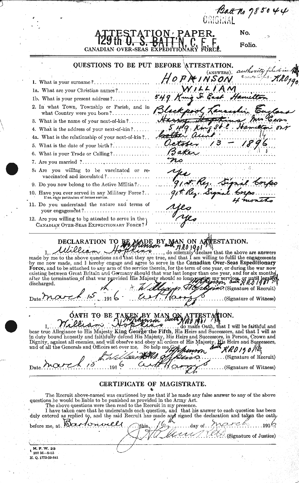 Personnel Records of the First World War - CEF 406262a