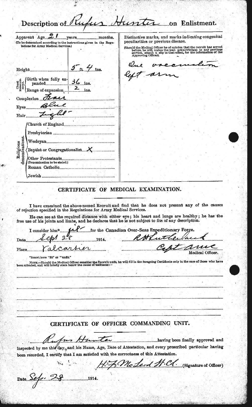 Dossiers du Personnel de la Première Guerre mondiale - CEC 406498b