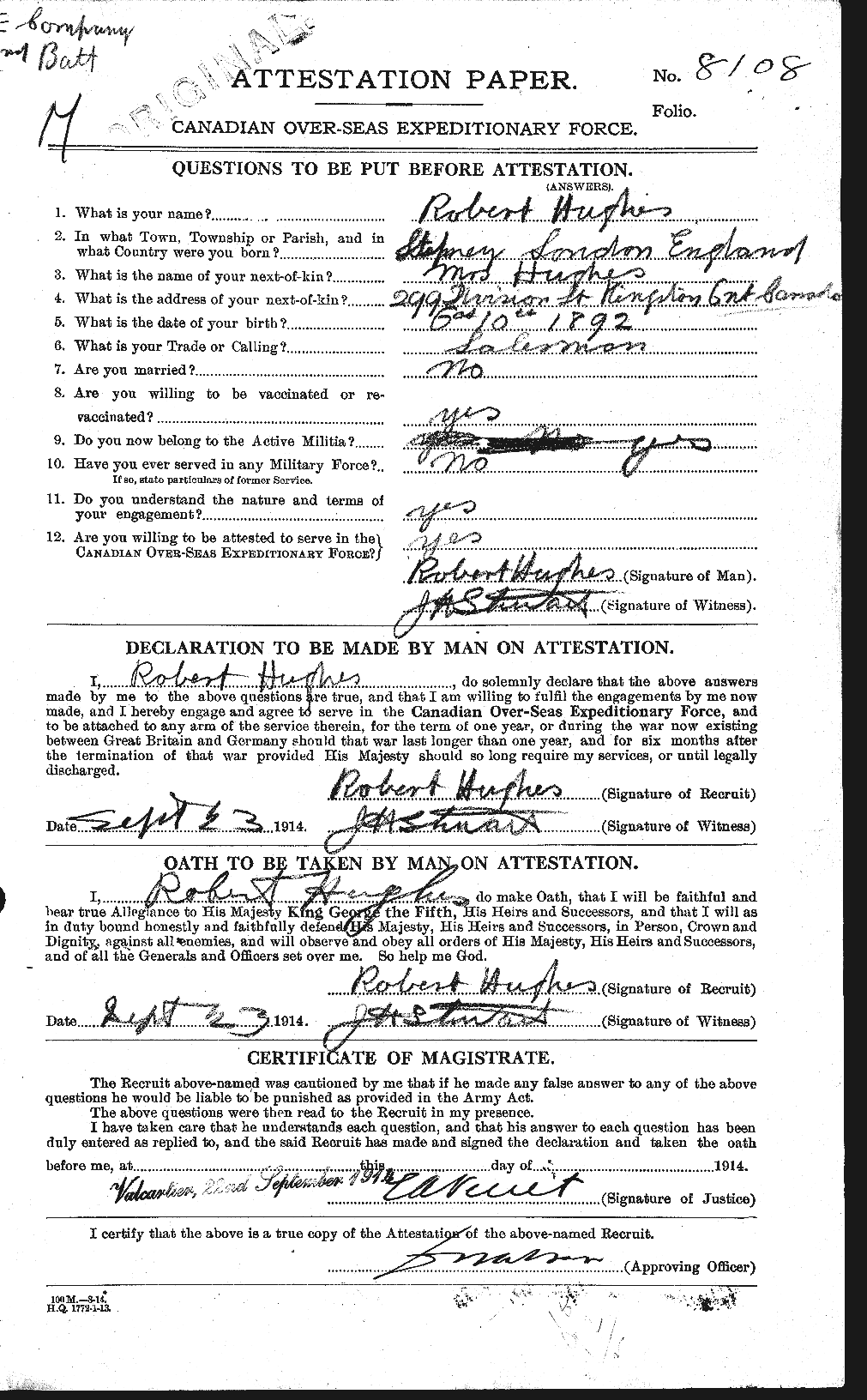 Personnel Records of the First World War - CEF 406605a