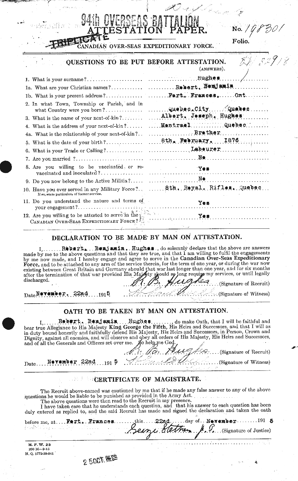 Personnel Records of the First World War - CEF 406607a