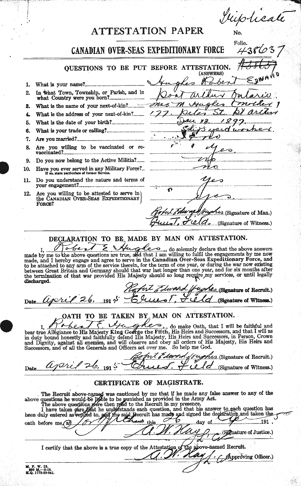 Personnel Records of the First World War - CEF 406609a