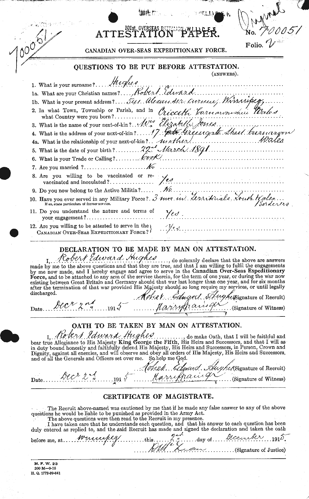 Personnel Records of the First World War - CEF 406610a