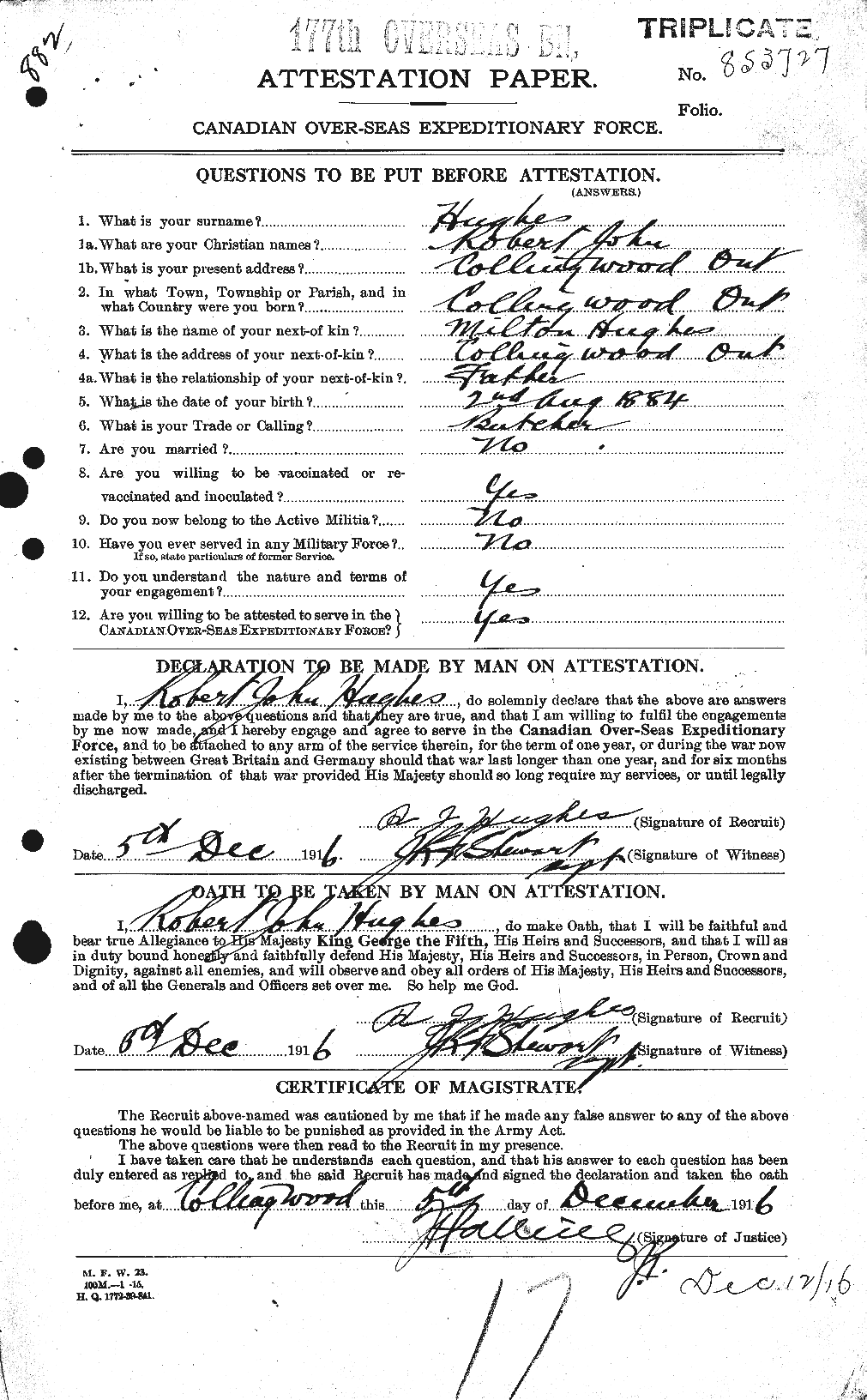 Personnel Records of the First World War - CEF 406614a