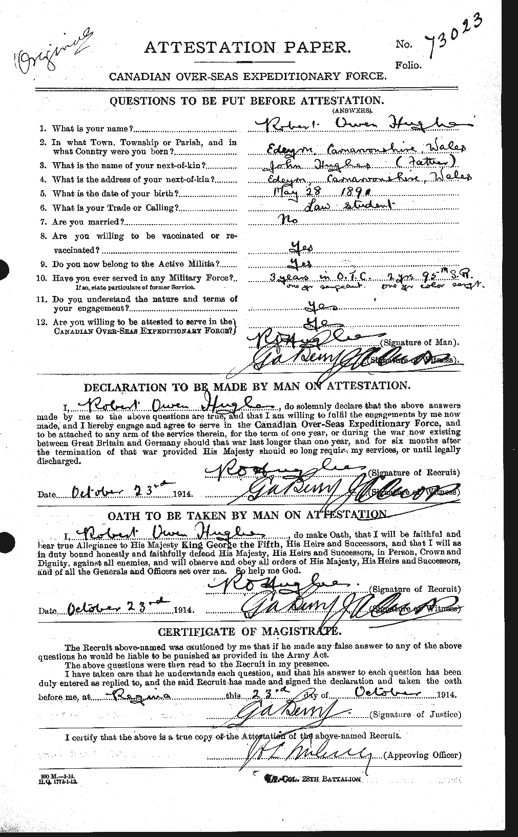 Personnel Records of the First World War - CEF 406620a