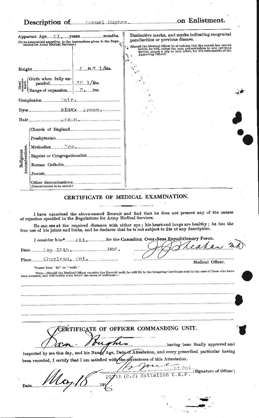 Dossiers du Personnel de la Première Guerre mondiale - CEC 406637b