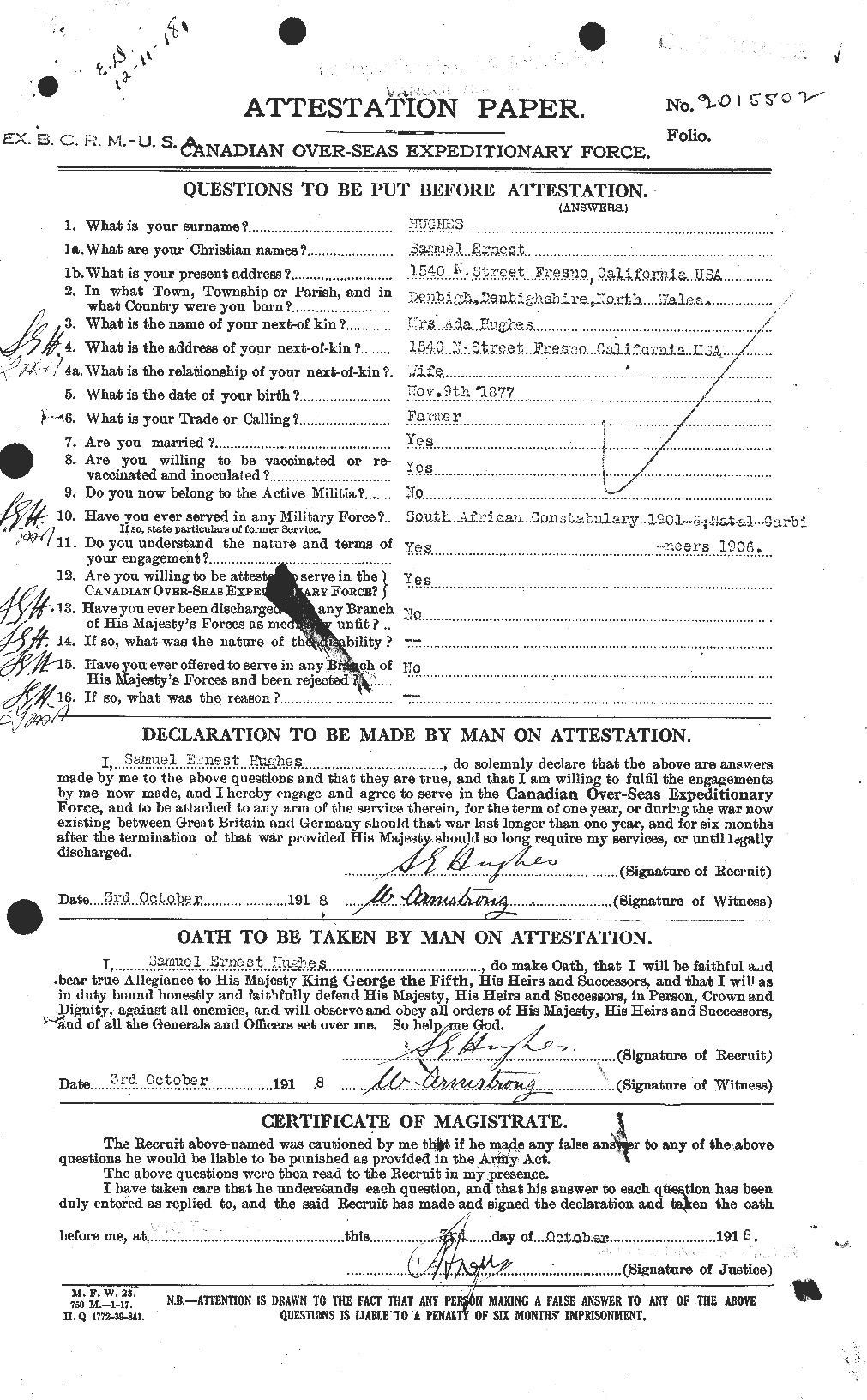 Personnel Records of the First World War - CEF 406638a