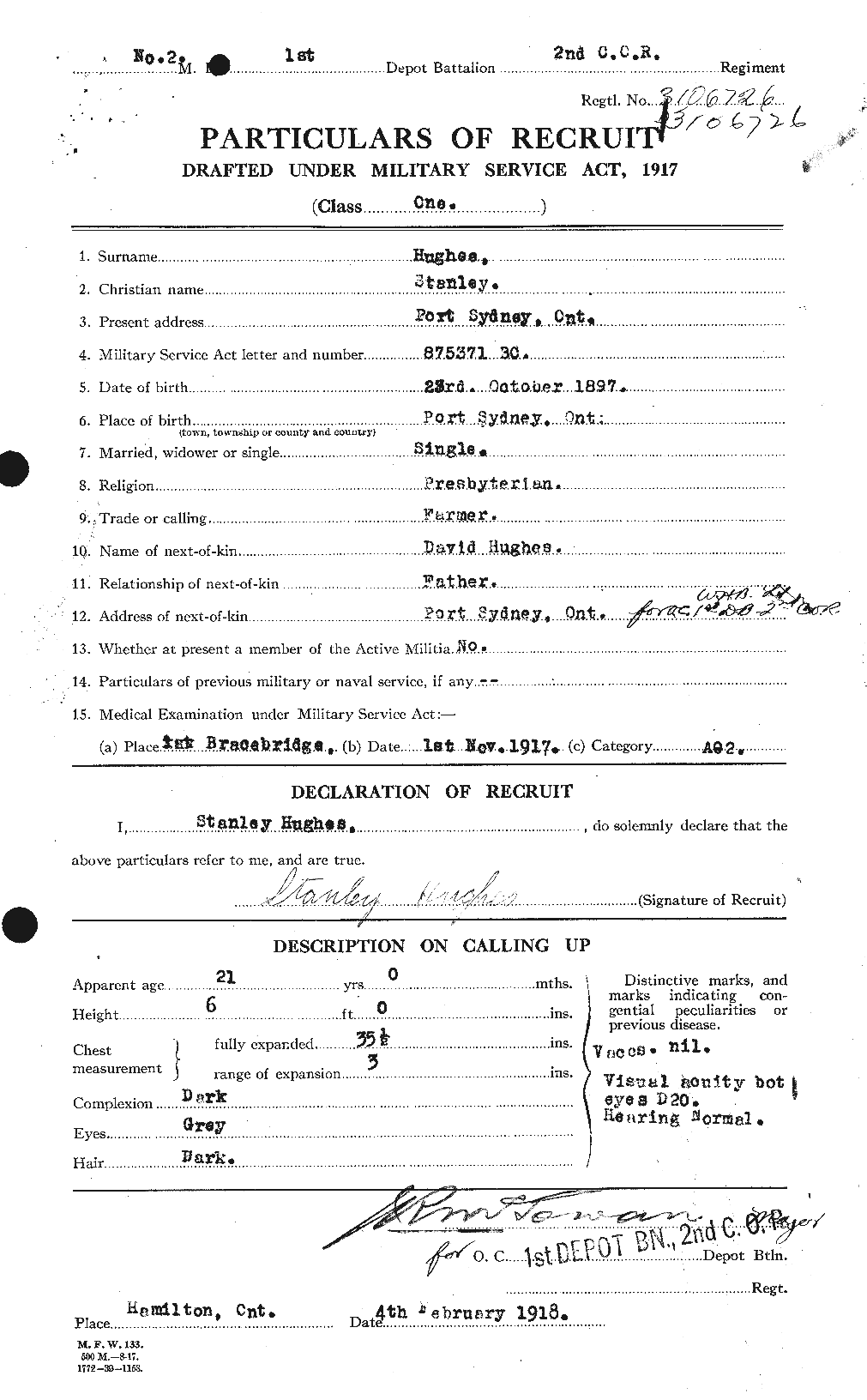 Personnel Records of the First World War - CEF 406646a