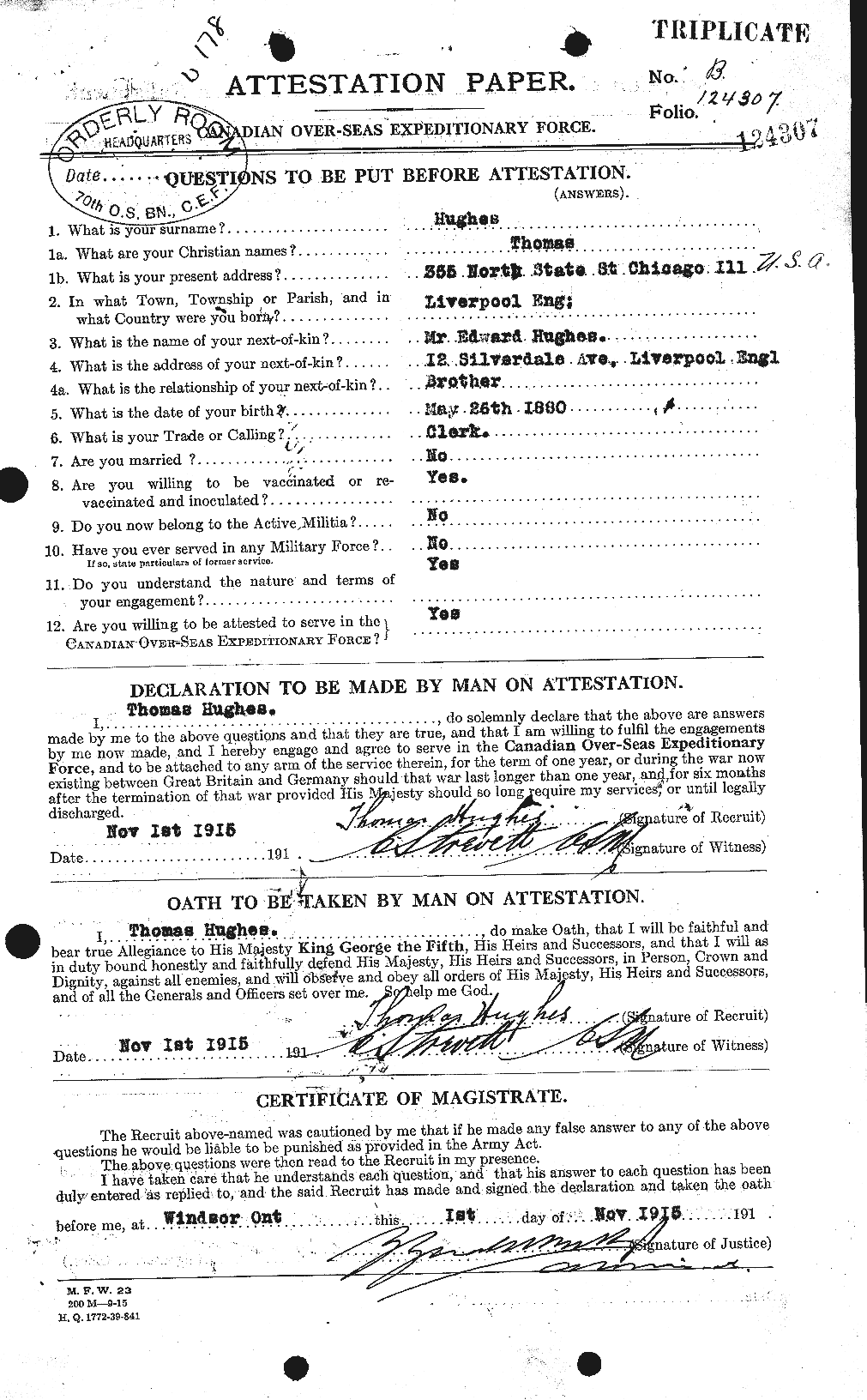 Personnel Records of the First World War - CEF 406654a