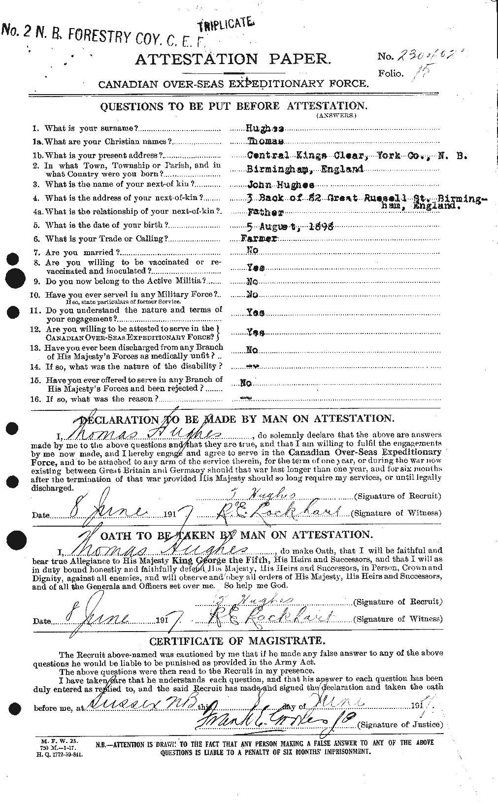 Personnel Records of the First World War - CEF 406663a