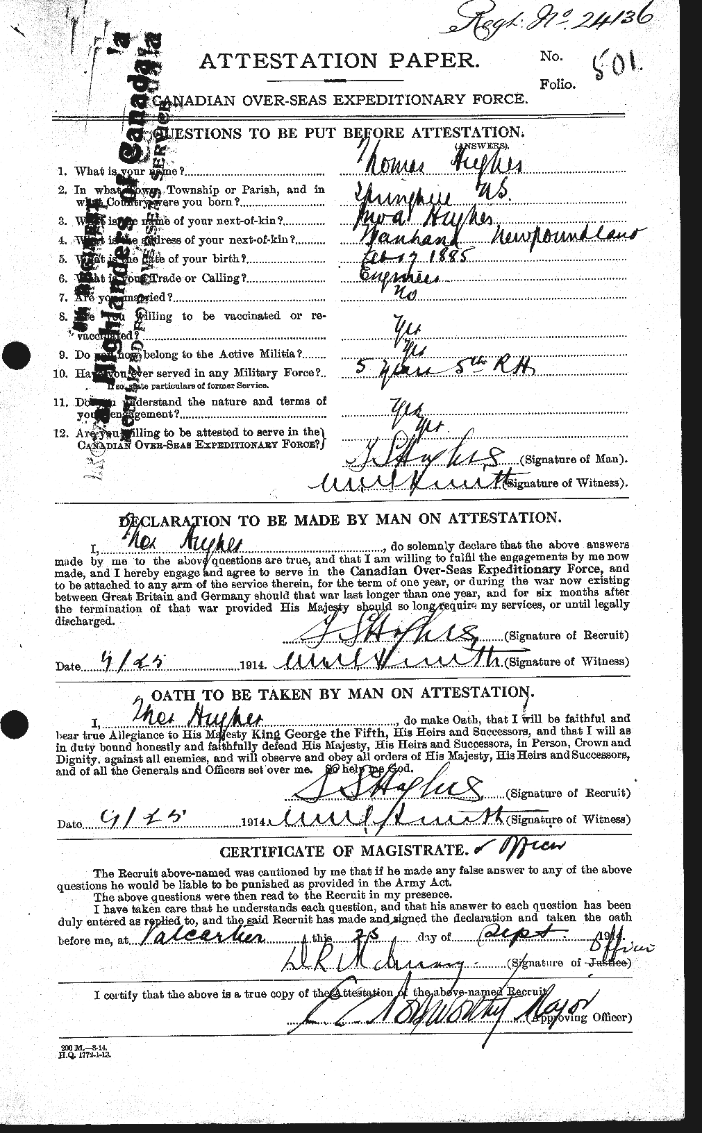 Personnel Records of the First World War - CEF 406664a