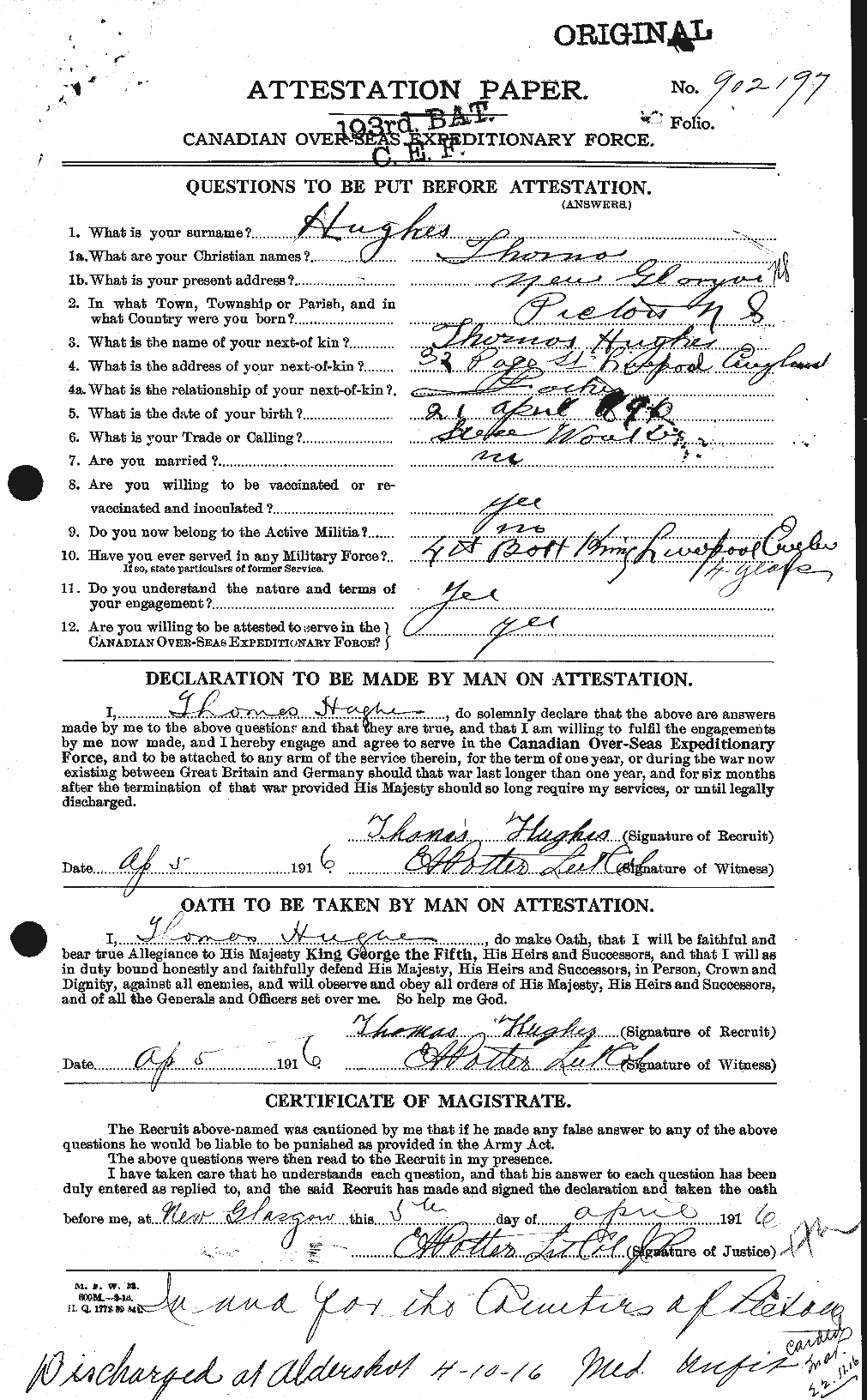 Personnel Records of the First World War - CEF 406675a